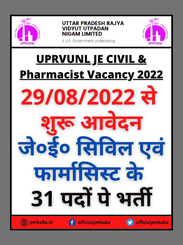 UPRVUNL JE Civil and Pharmacist Recruitment 2022 Web Story