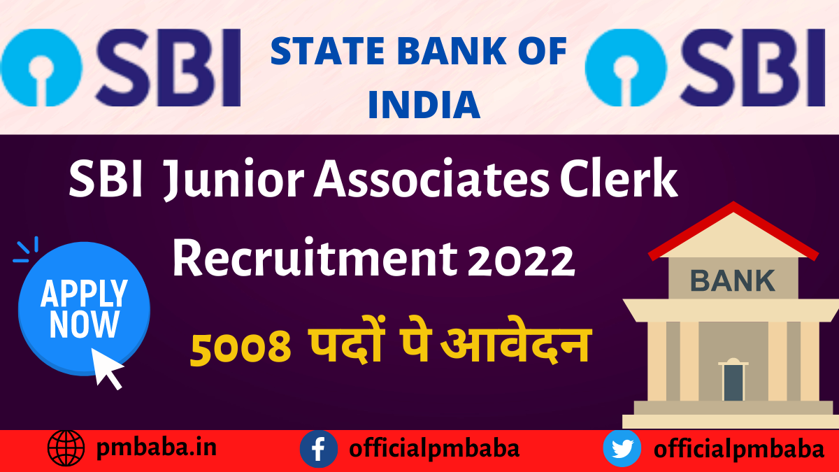 SBI Recruitment 2022 For Junior Associates Clerk